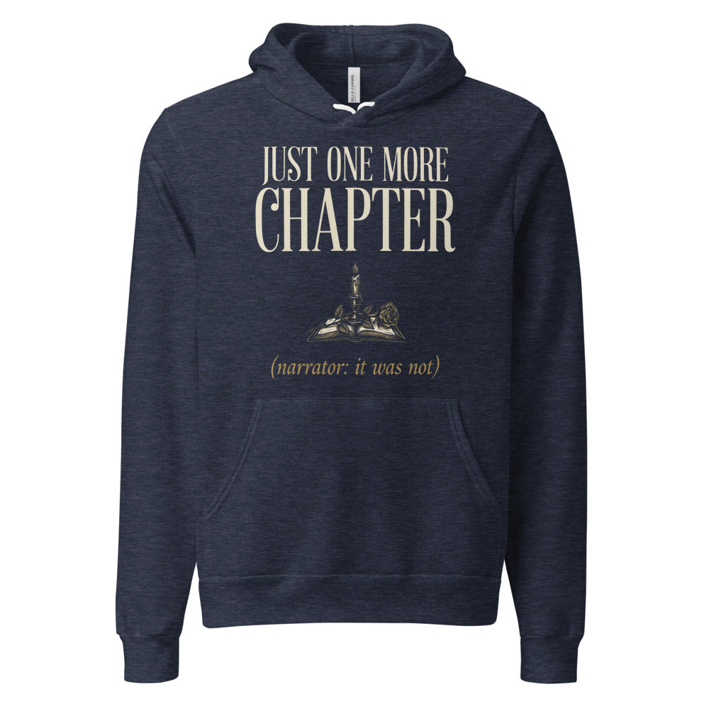 Just One More Chapter book lover dark academia hoodie — Heather Navy, front