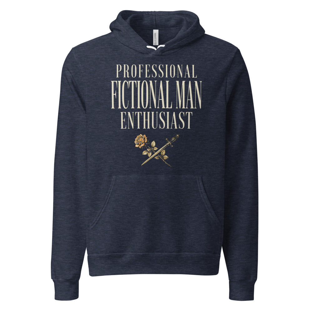 Professional Fictional Man Enthusiast book lover dark academia hoodie — Heather Navy, front