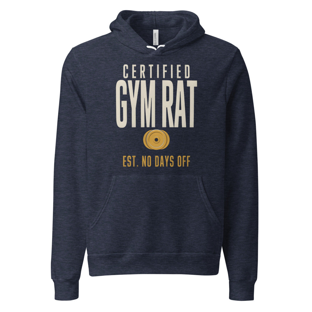 Certified Gym Rat vintage athletic hoodie — Heather Navy, front