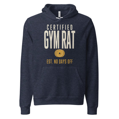 Certified Gym Rat vintage athletic hoodie — Heather Navy, front