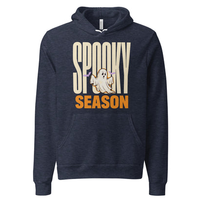 Spooky Season retro Halloween ghost typography hoodie — Heather Navy, front