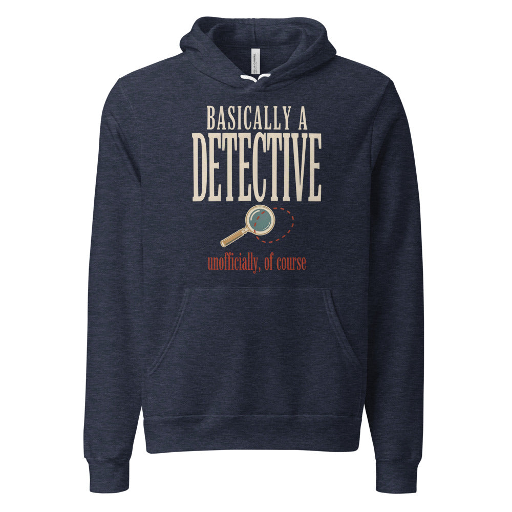 Basically a Detective vintage true crime hoodie — Heather Navy, front