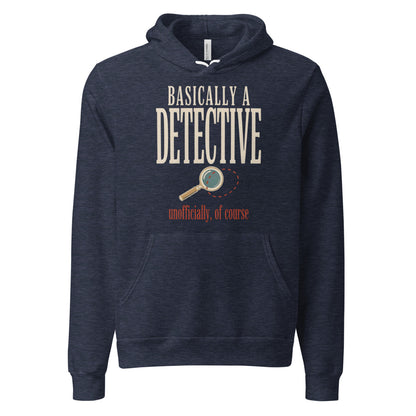 Basically a Detective vintage true crime hoodie — Heather Navy, front