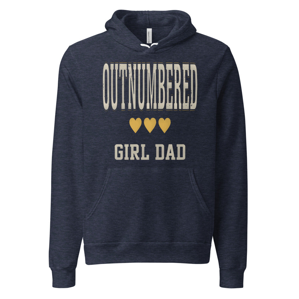 Girl Dad Outnumbered & Proud hoodie — Heather Navy, front