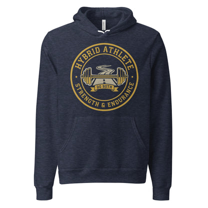 Hybrid Athlete vintage athletic-department crest hoodie — Heather Navy, front