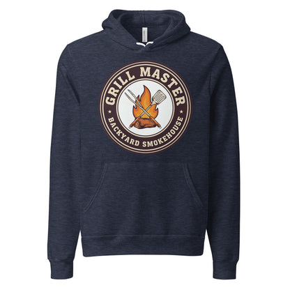 Grill Master retro backyard smokehouse hoodie — Heather Navy, front