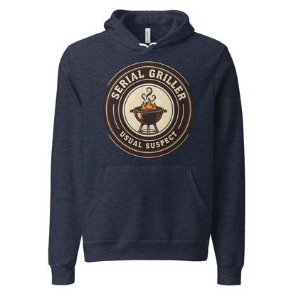 Serial Griller funny BBQ hoodie — Heather Navy, front