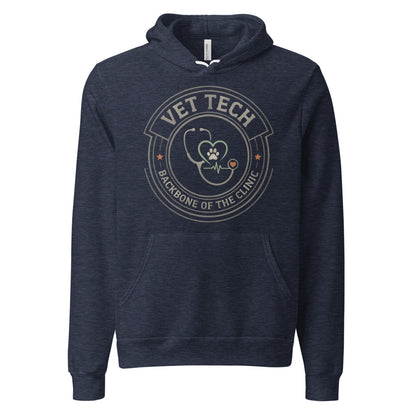 Vet Tech Crest retro veterinary technician hoodie — Heather Navy, front