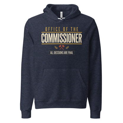 Office of the Commissioner fantasy football draft hoodie — Heather Navy, front