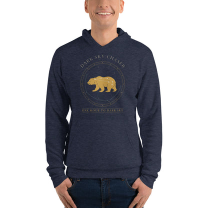 Dark Sky Chaser Ursa Major constellation astronomy hoodie — Heather Navy, on model