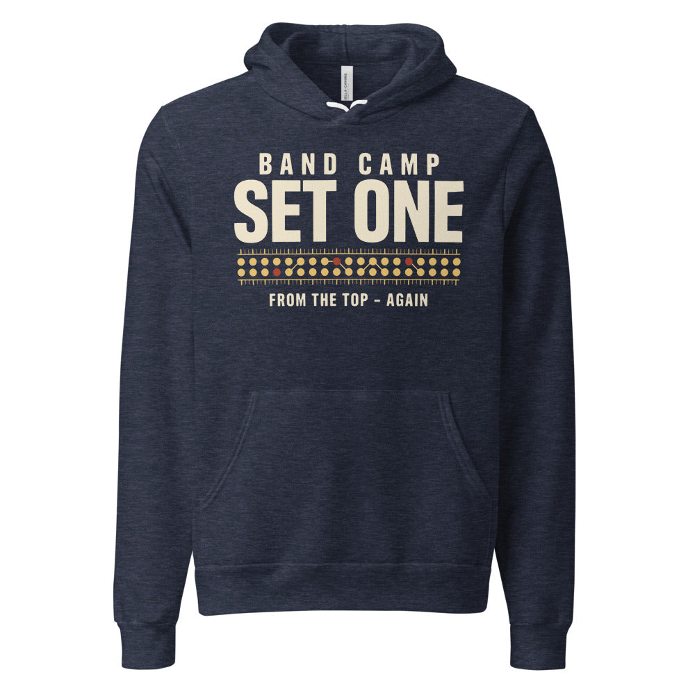 Set One marching band drill chart hoodie — Heather Navy, front