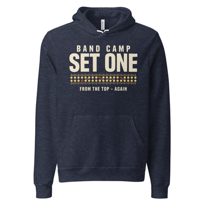 Set One marching band drill chart hoodie — Heather Navy, front