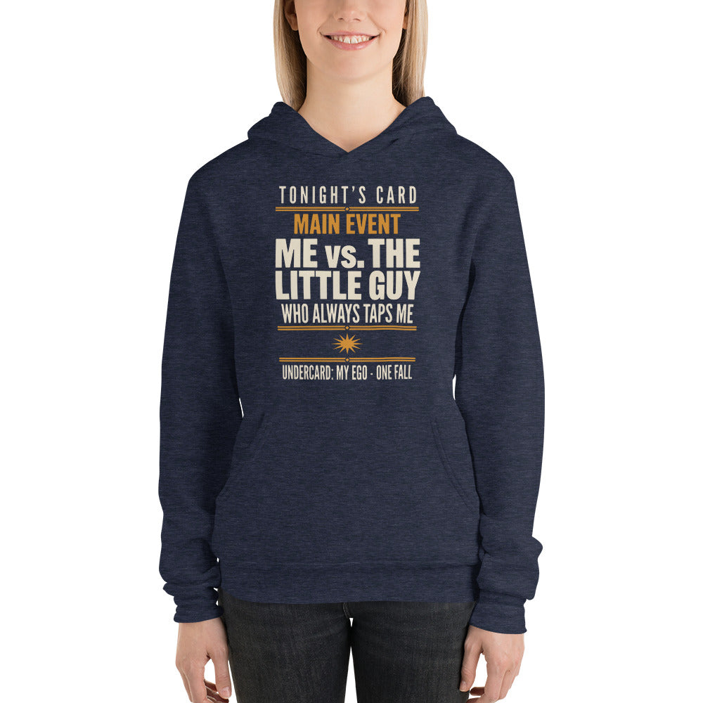 Tonight's Card funny Brazilian jiu jitsu hoodie — Heather Navy, on model