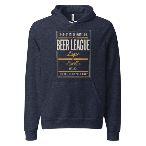 Beer League Hoodie, Funny Hockey Hoodie — Cold Barn Brewing Lager Hoodie