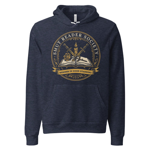 Smut Reader Society Hoodie, Romantasy Book Lover Hoodie, Spicy Reader Gift — Dark Academia Book Crest Hoodie