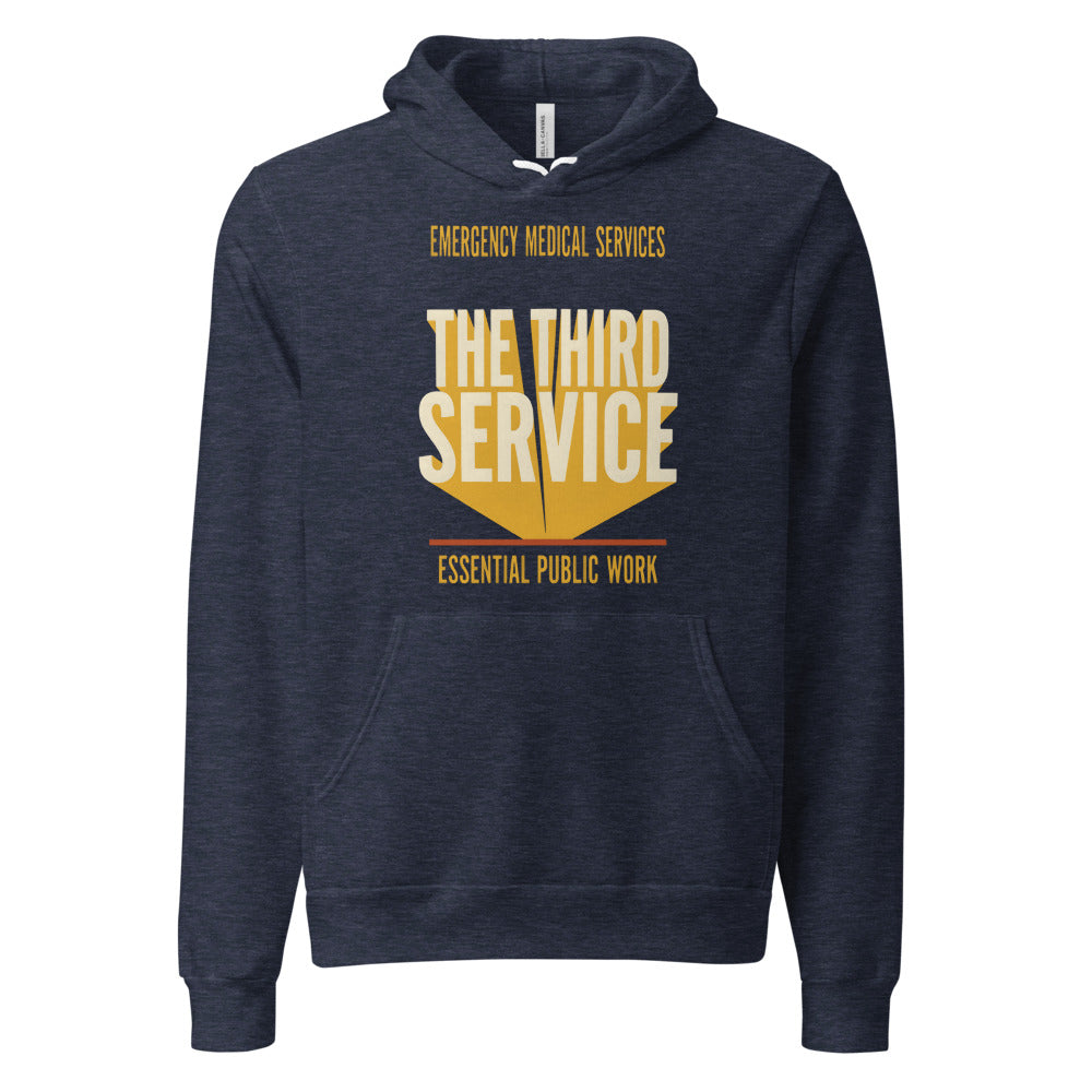 The Third Service EMS hoodie — Heather Navy, front