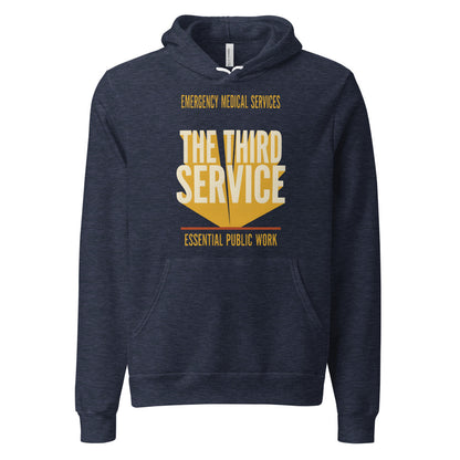 The Third Service EMS hoodie — Heather Navy, front