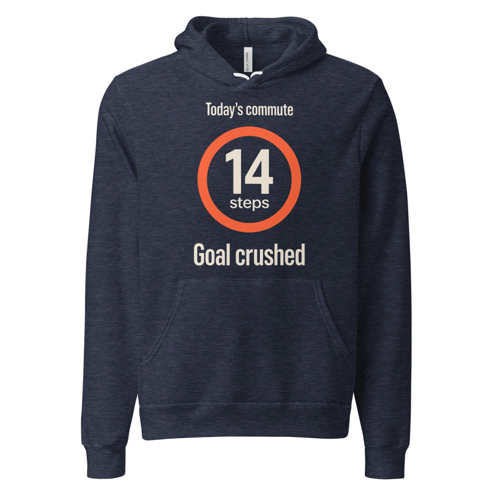 Today's Commute 14 Steps work from home unisex hoodie — Heather Navy, front