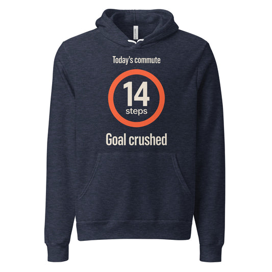 Today's Commute 14 Steps work from home unisex hoodie — Heather Navy, front
