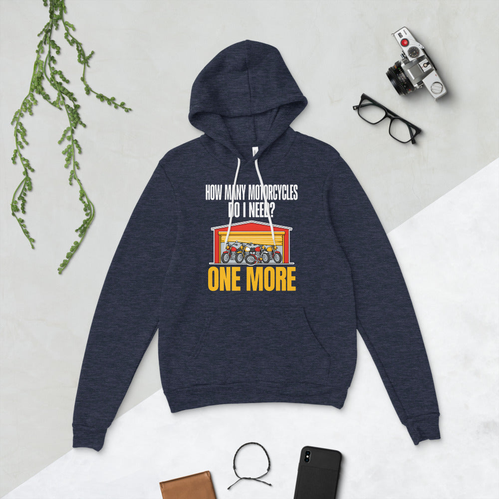 One More funny motorcycle hoodie — Heather Navy, flat lay