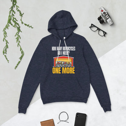 One More funny motorcycle hoodie — Heather Navy, flat lay
