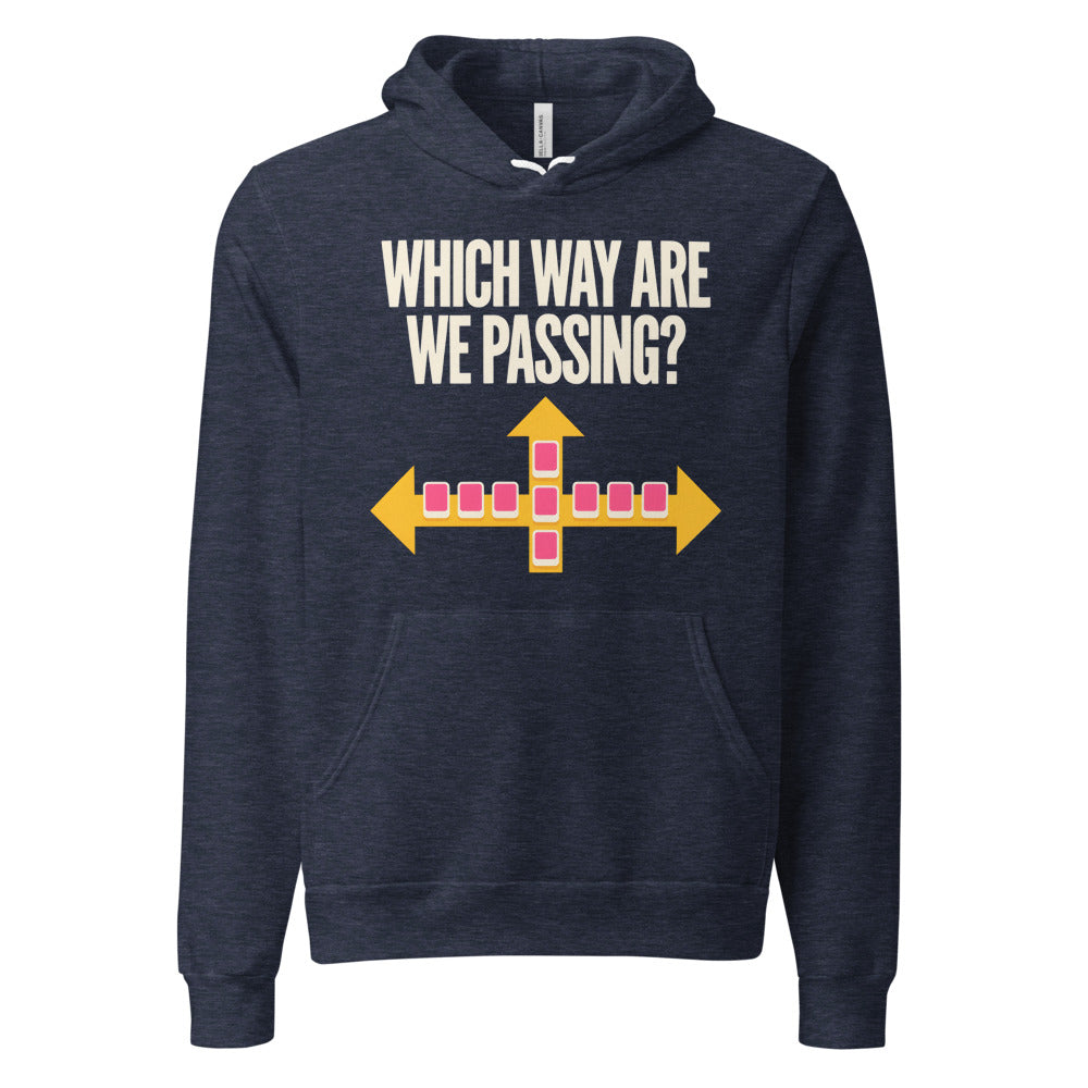Which Way Are We Passing funny mahjong hoodie — Heather Navy, front