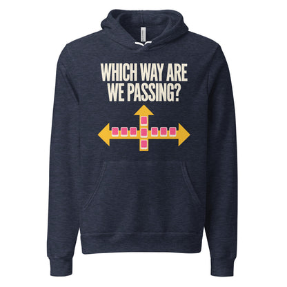 Which Way Are We Passing funny mahjong hoodie — Heather Navy, front