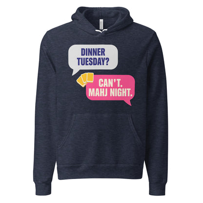Mahj Night funny mahjong hoodie — Heather Navy, front