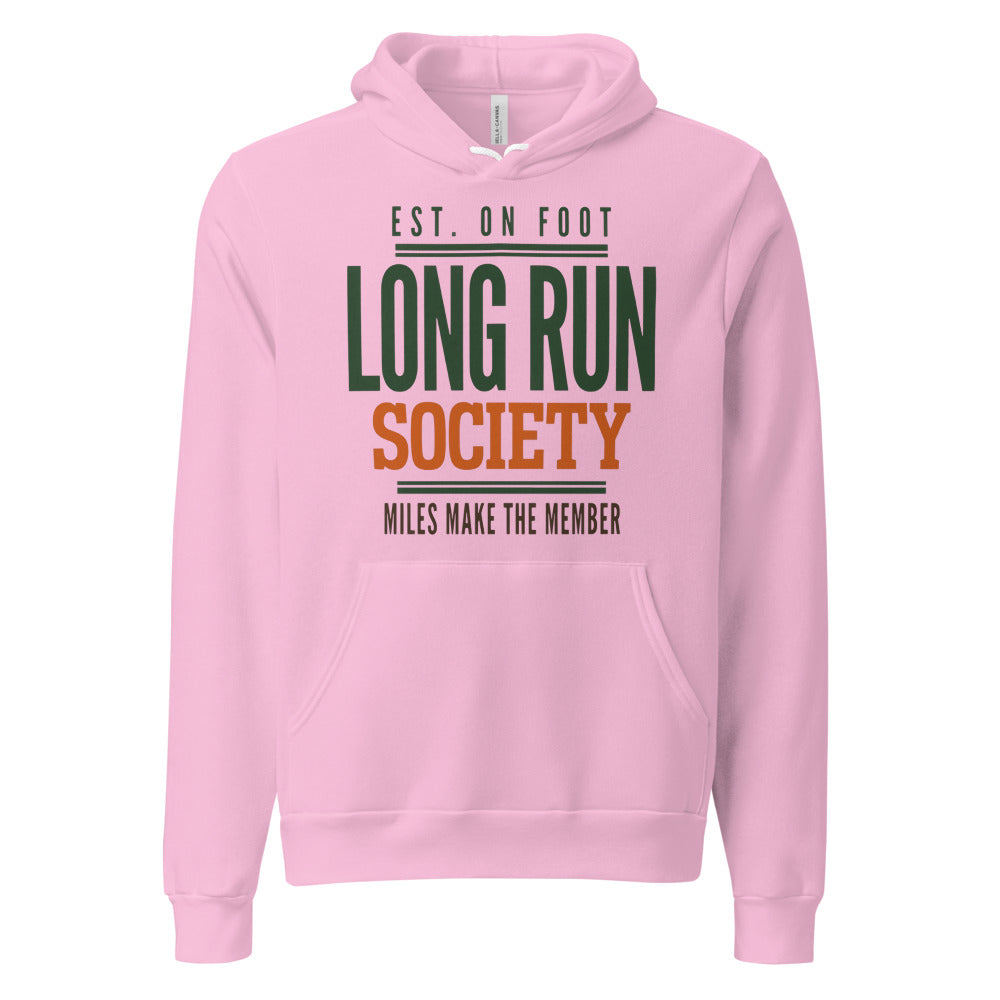 Long Run Society retro running hoodie — Lilac, front