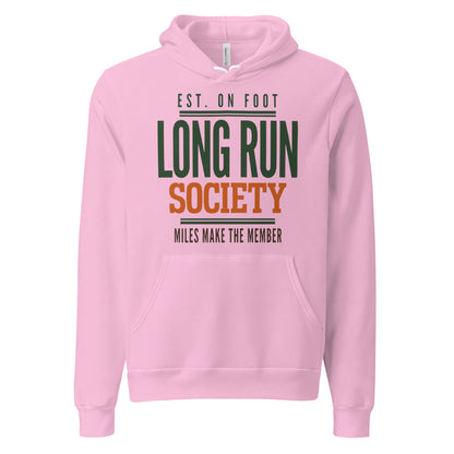 Long Run Society retro running hoodie — Lilac, front