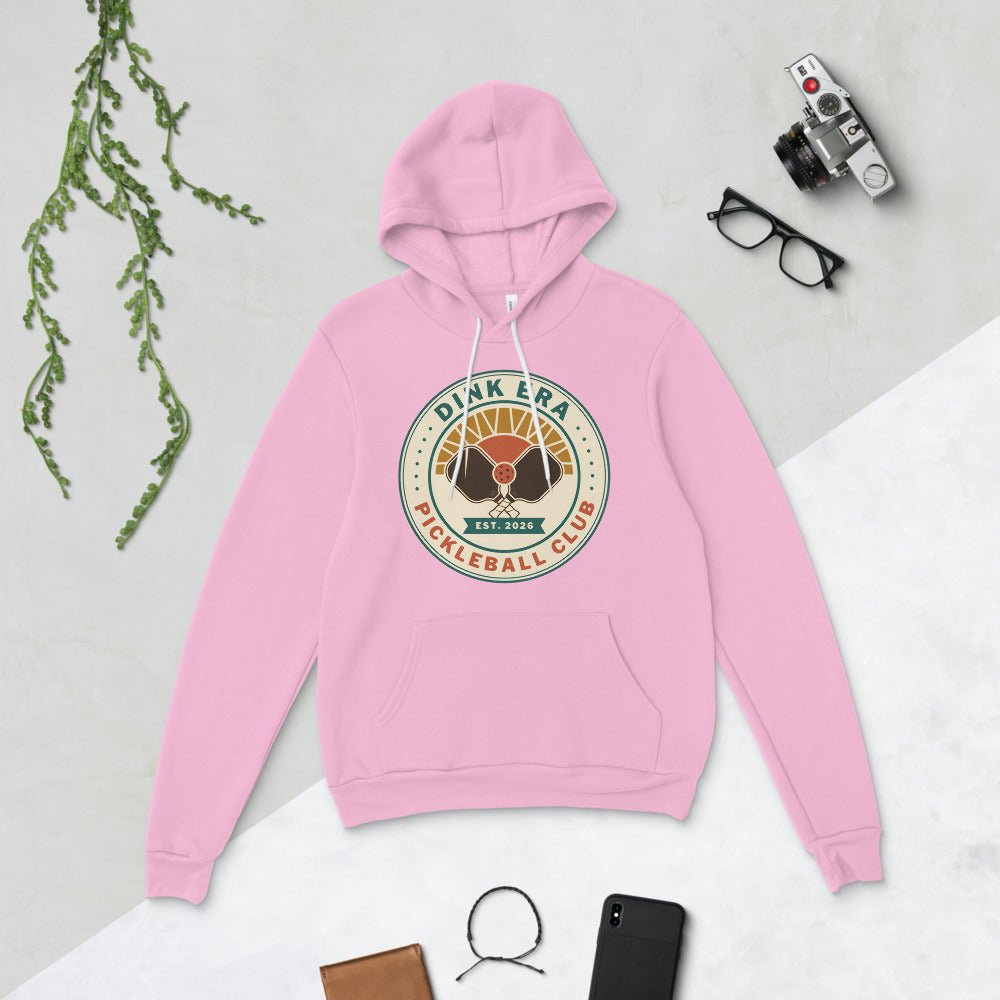 Dink Era Pickleball Club retro hoodie — Lilac, flat lay