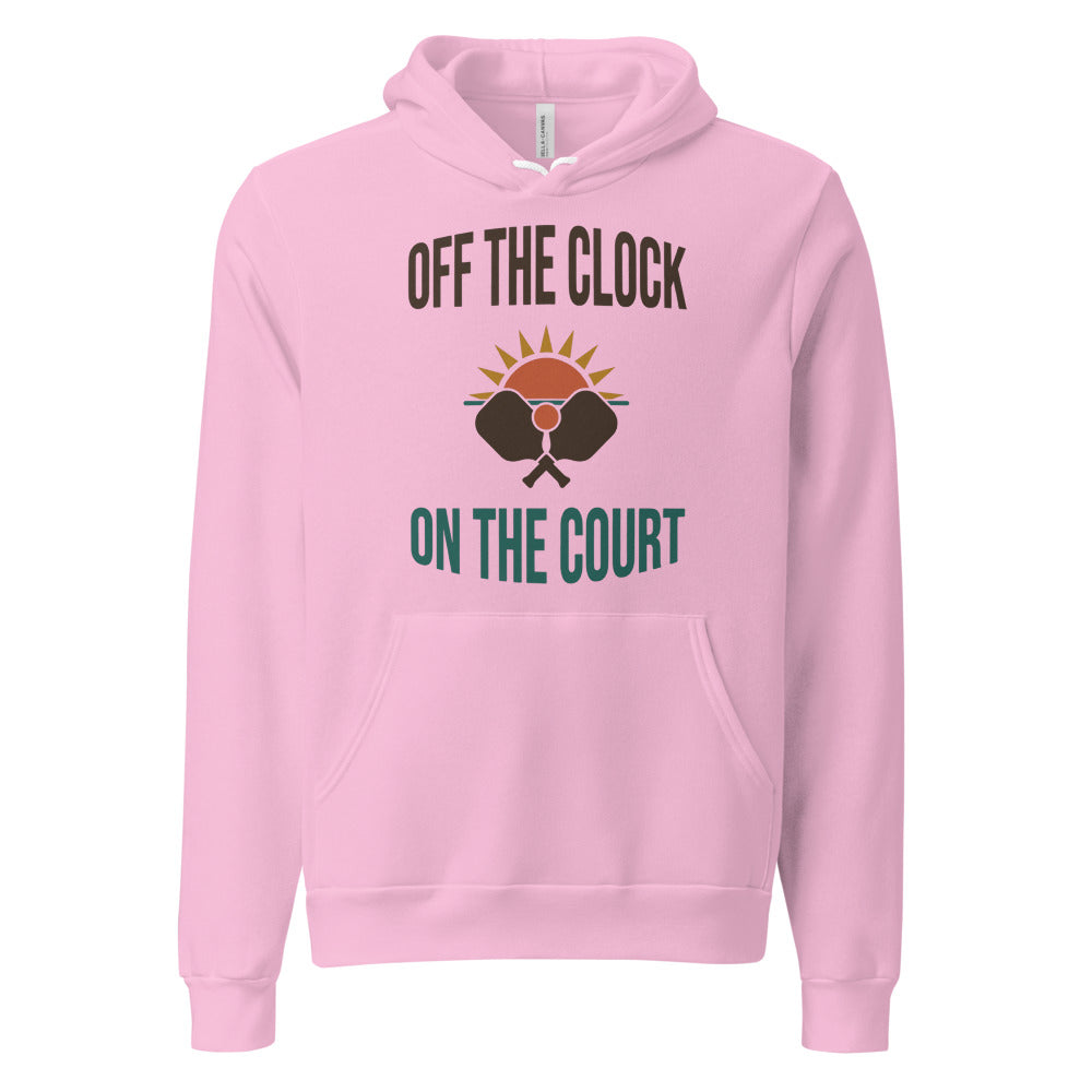 Off The Clock On The Court retro pickleball hoodie — Lilac, front