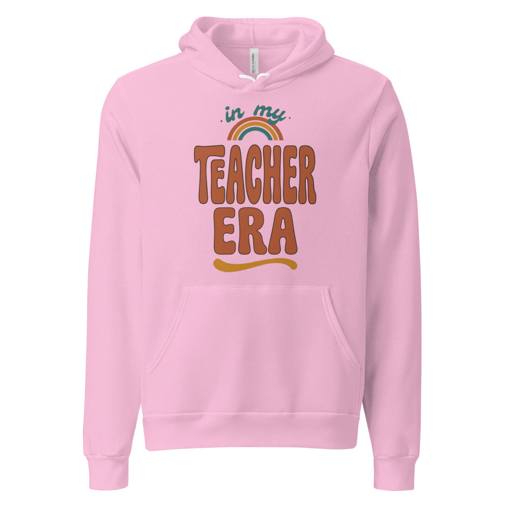 In My Teacher Era retro groovy teacher hoodie — Lilac, front