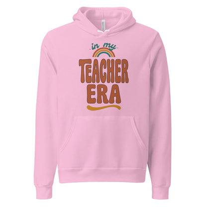 In My Teacher Era retro groovy teacher hoodie — Lilac, front