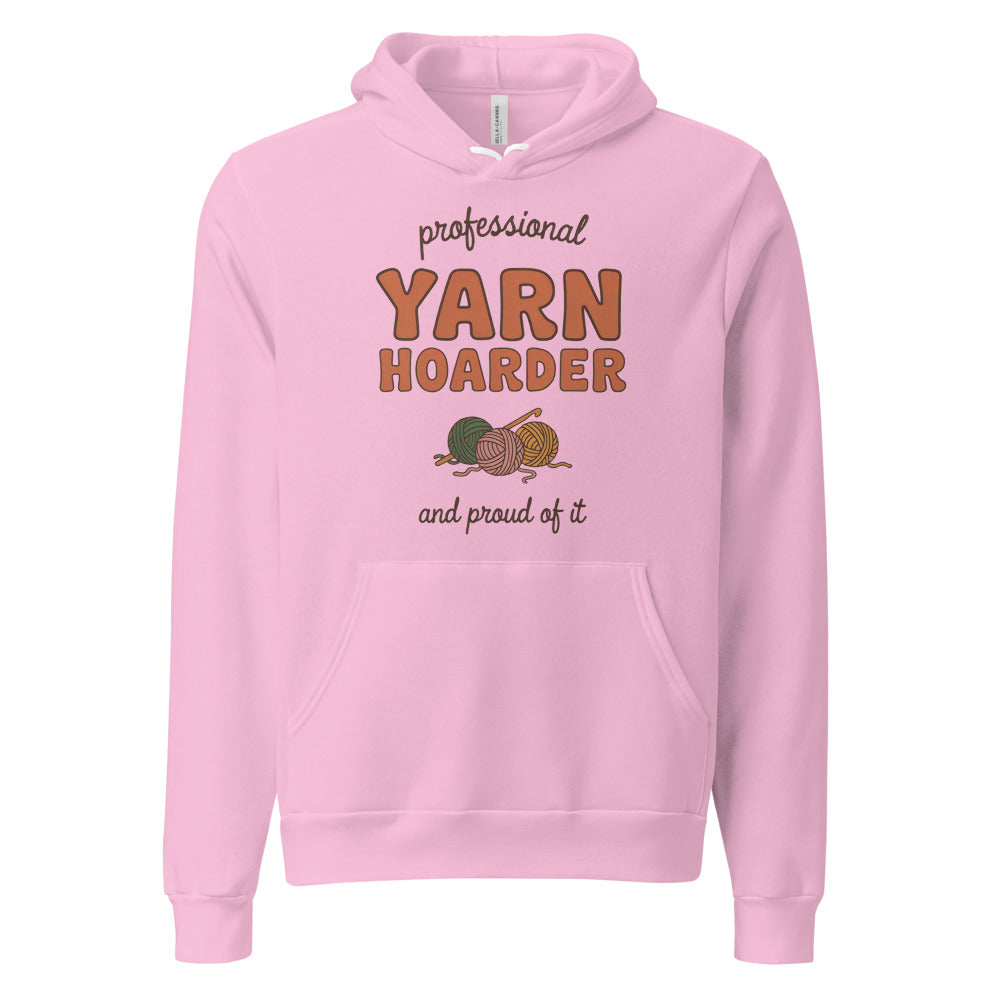 Professional Yarn Hoarder crochet cottagecore hoodie — Lilac, front