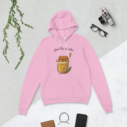 Feed The Starter sourdough baker hoodie — Lilac, flat lay