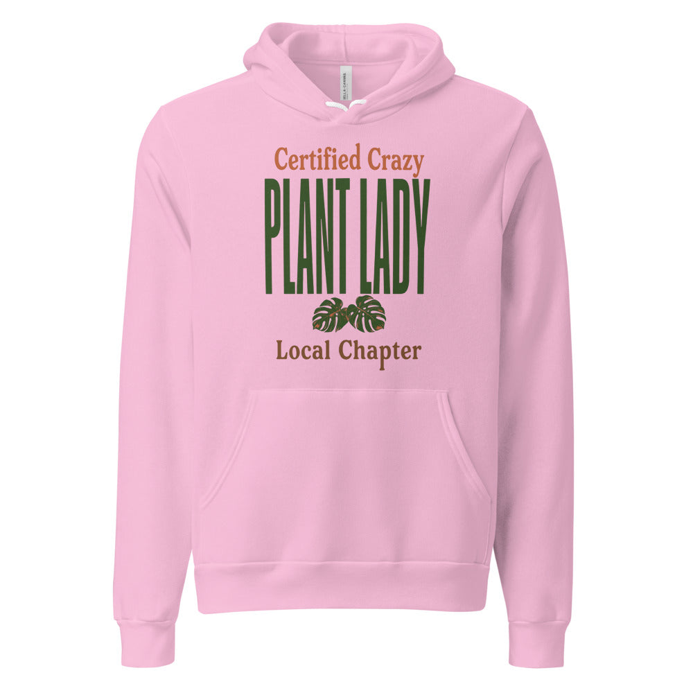 Certified Crazy Plant Lady retro botanical hoodie — Lilac, front