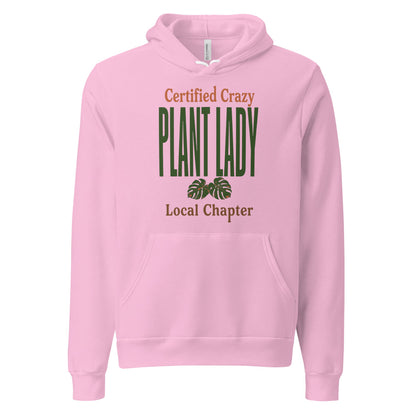 Certified Crazy Plant Lady retro botanical hoodie — Lilac, front