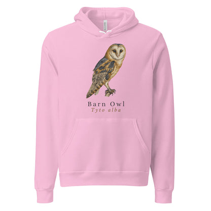 Barn Owl vintage field-guide hoodie — Lilac, front