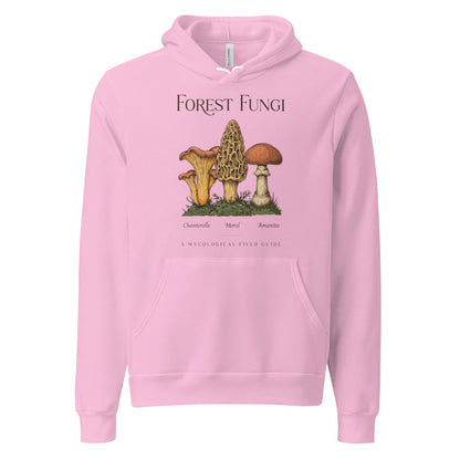 Forest Fungi vintage mushroom field guide hoodie — Lilac, front