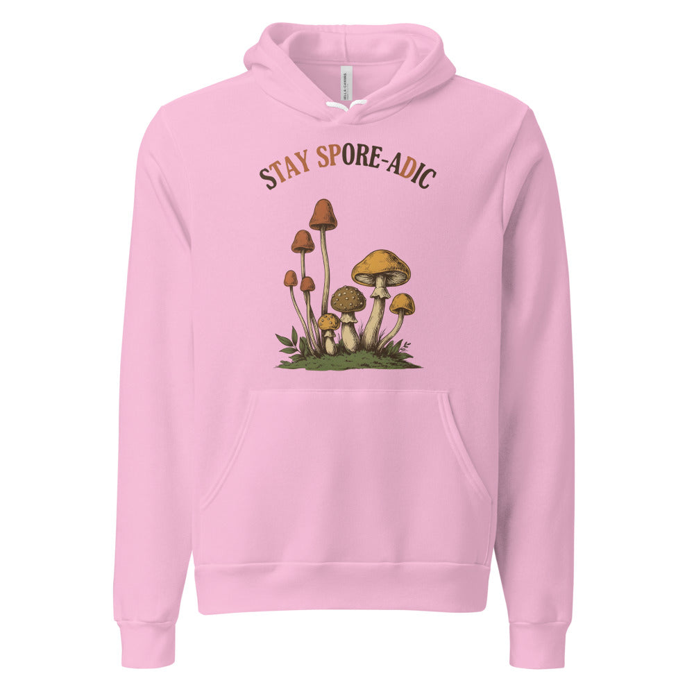Stay Spore-adic funny vintage mushroom hoodie — Lilac, front