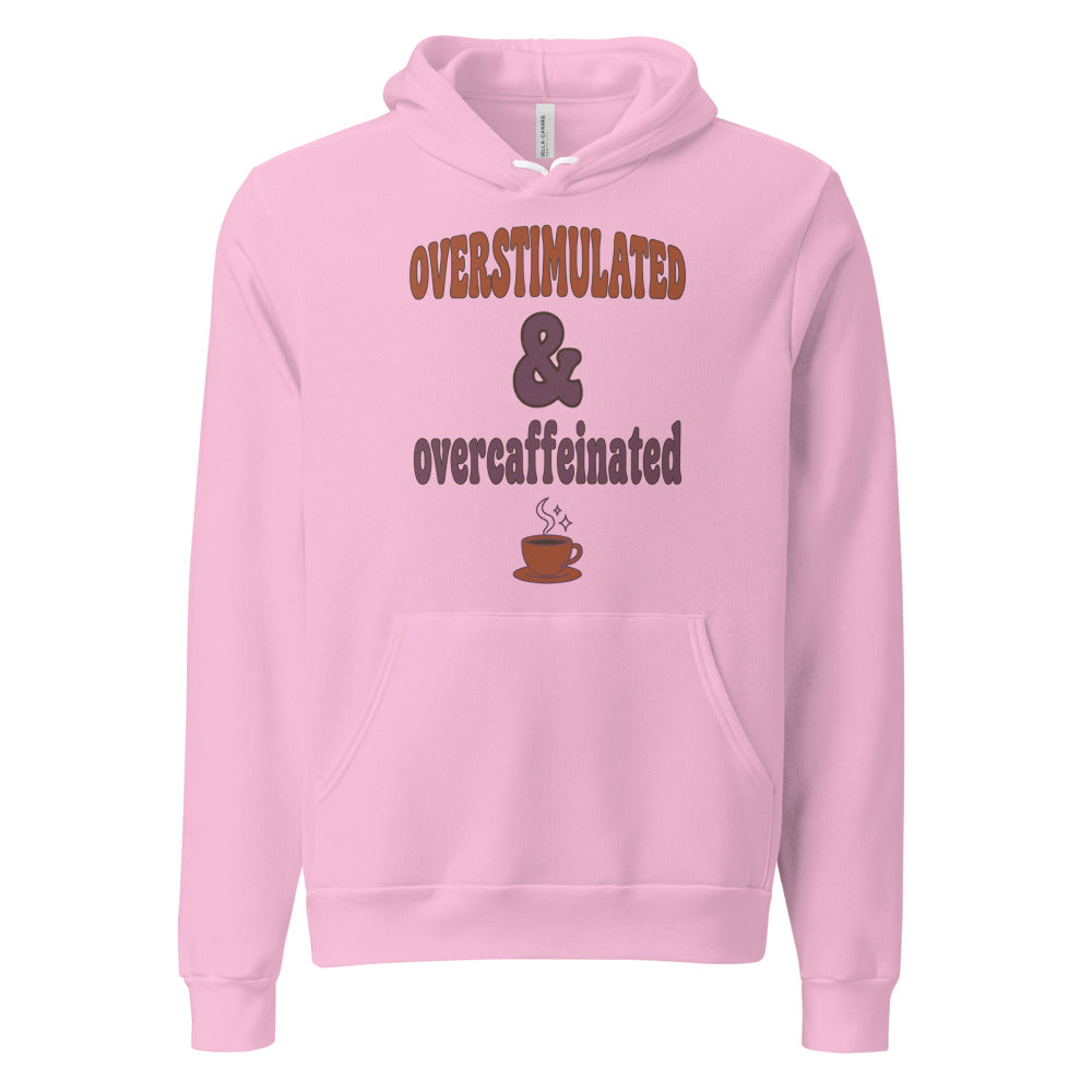 Overstimulated & Overcaffeinated soft retro coffee mental health hoodie — Lilac, front