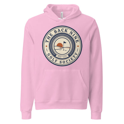 The Back Nine vintage golf roundel hoodie — Lilac, front