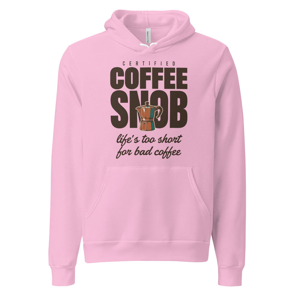 Certified Coffee Snob coffee hoodie — Lilac, front