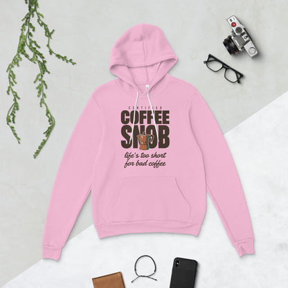 Certified Coffee Snob coffee hoodie — Lilac, flat lay