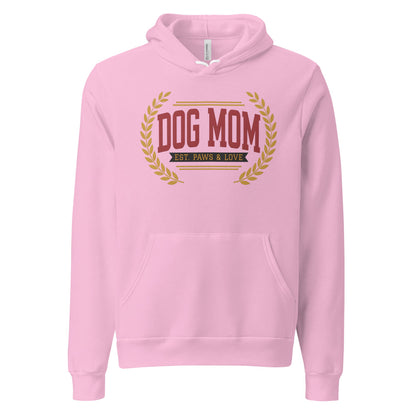 Dog Mom vintage varsity wordmark hoodie — Lilac, front