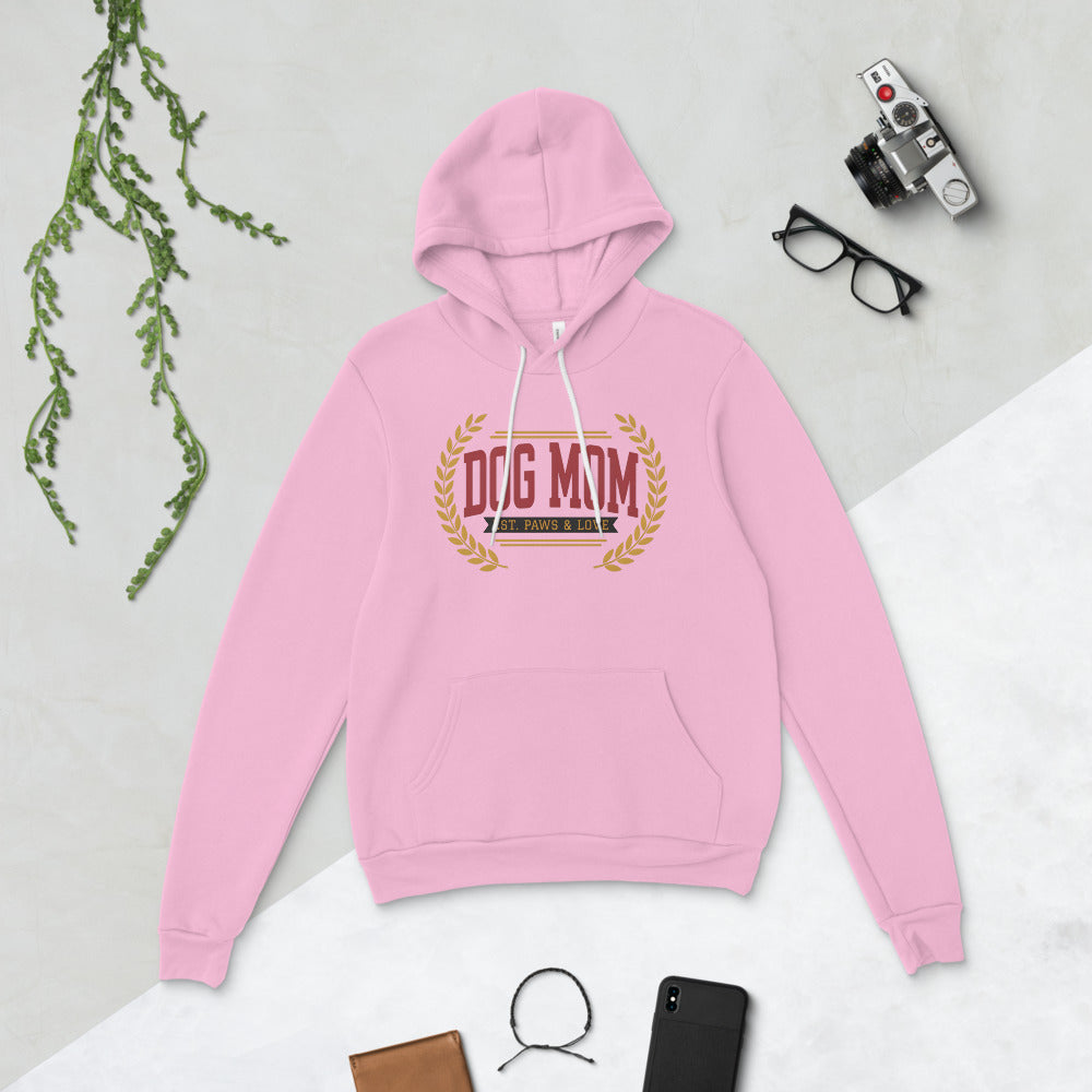 Dog Mom vintage varsity wordmark hoodie — Lilac, flat lay