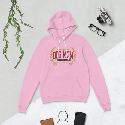 Dog Mom vintage varsity wordmark hoodie — Lilac, flat lay