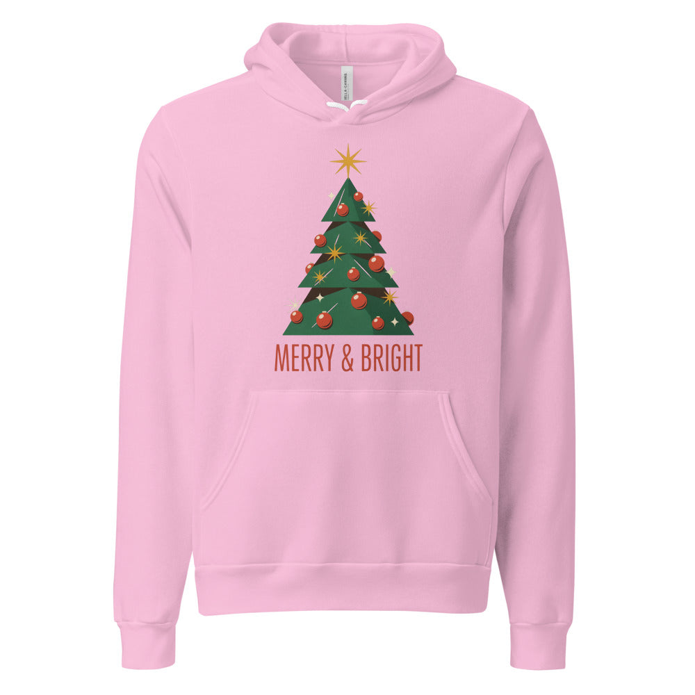Atomic mid-century retro Christmas tree hoodie — Lilac, front