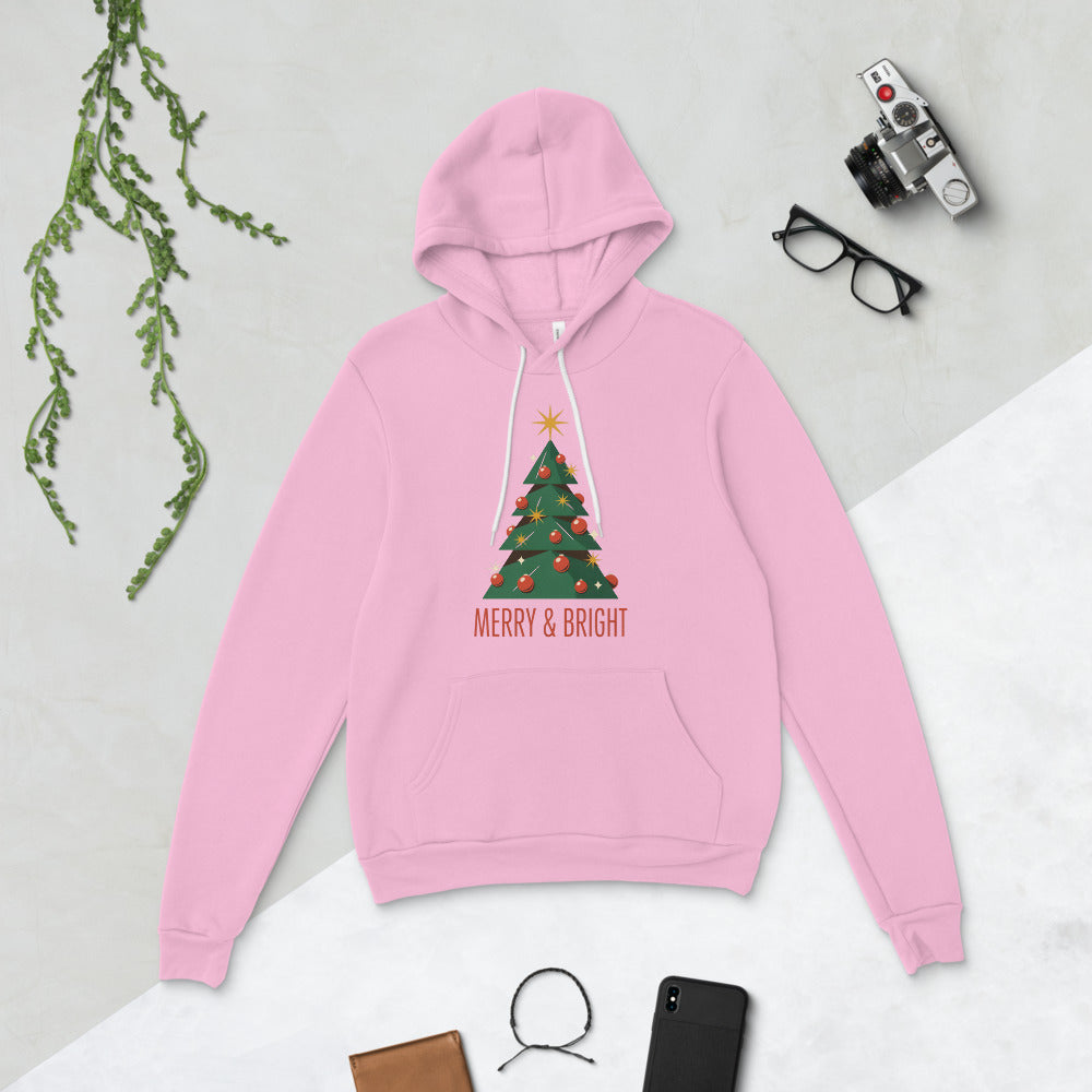 Atomic mid-century retro Christmas tree hoodie — Lilac, flat lay